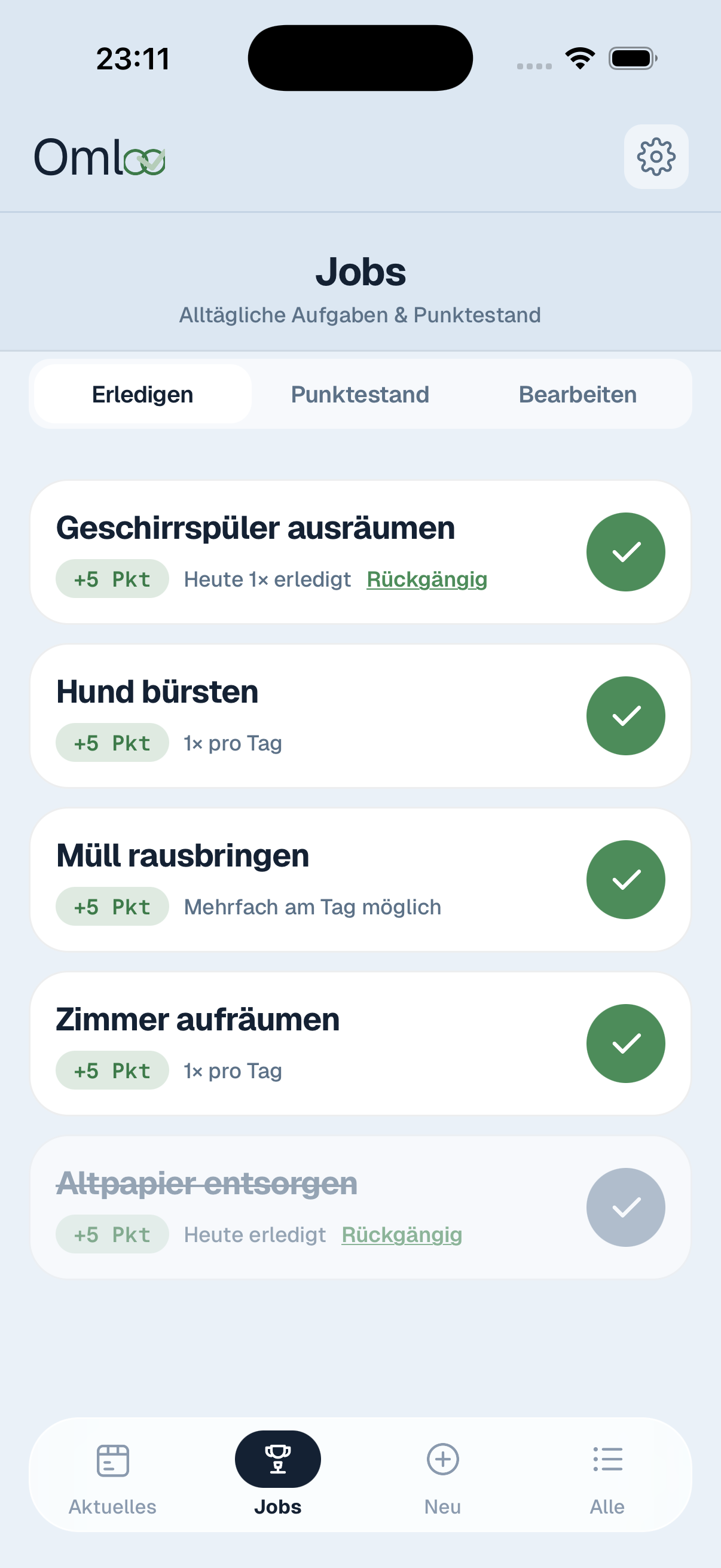 Omloo — Jobs und Punkte