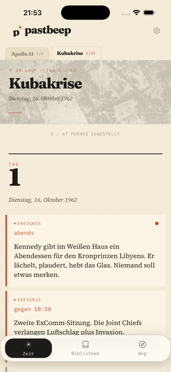 Pastbeep — Ereignisse in Echtzeit