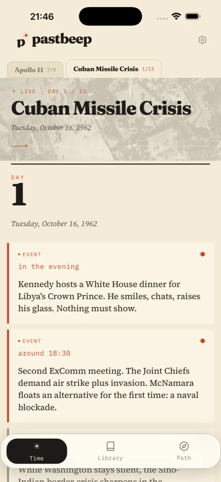 Pastbeep — events in real time